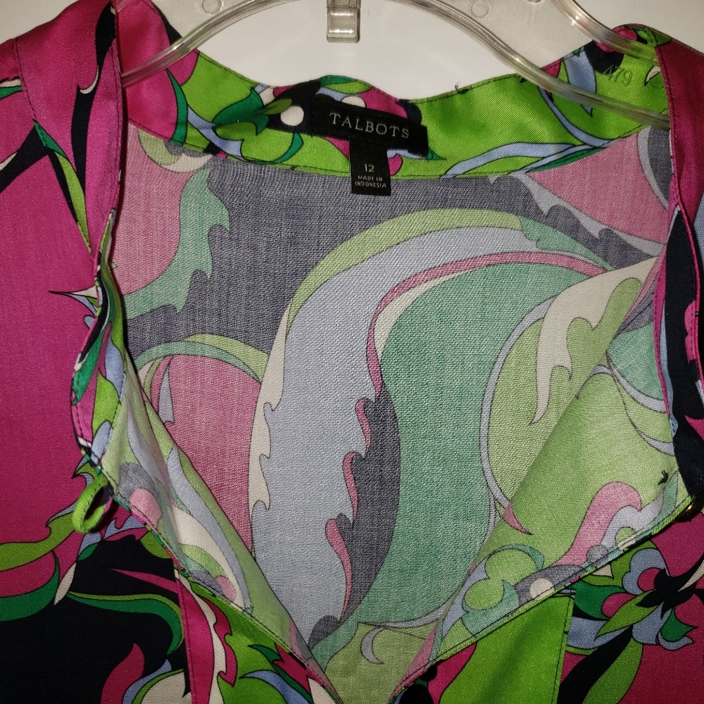 Talbots 12 Nehru Button Collar Multicolored Floral - image 8